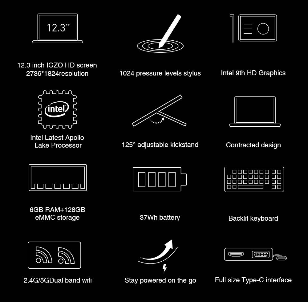 chuwi surbook tablet with 12 3 inch 2k screen 8g 128g with intel 2k resolution size